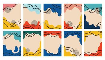 Abstract thin line and liquid background, template, artistic covers design, colorful texture with sticks. Trendy pattern with organic shapes, graphic poster, geometric brochure, card. vector