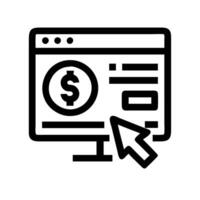 A black and white icon of a computer screen with a dollar sign vector