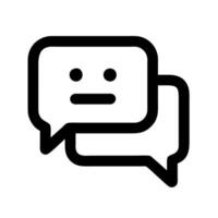 A black and white icon of two speech bubbles vector
