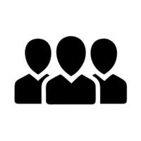 Three people icon in black on white background vector