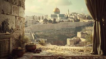 A view of a city with a mosque in the background photo
