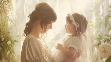 A mother and daughter pose for a photo
