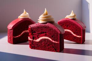 Red velvet cake with cream cheese frosting photo