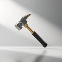 An impressive 3D render of a hammer isolated against a pristine white background photo