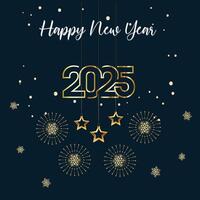 Happy New Year With Golden Color Art vector