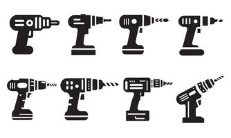 Drill Icons Set On white Background vector