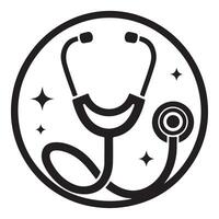 Shiny Stethoscope Icon in Circle vector