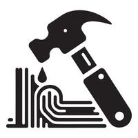 Creative Hammer Icon On White Background vector