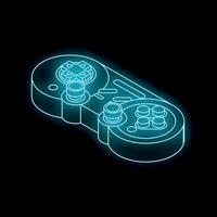 Glowing neon gamepad controller isometric illustration vector