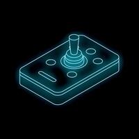 Neon game controller glowing on dark background vector