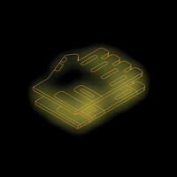 Stack of computer ram memory modules glowing on black background vector