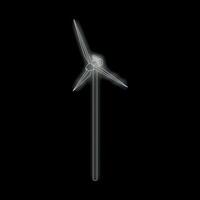 Wind turbine generating clean energy on black background vector