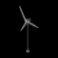 Wind turbine generating clean energy on black background vector