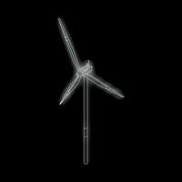 Wind turbine converting wind energy into electricity on black background vector