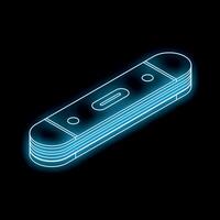 Blue neon vr controller glowing on black background vector
