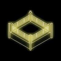 Neon boxing ring glowing on dark background vector