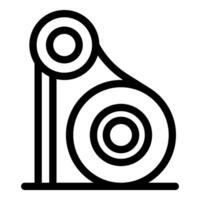 Timing belt connecting two wheels rotating synchronously vector