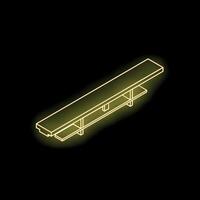 Neon yellow long shelf glowing on a black background vector