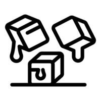 Melting ice cubes are dripping water, creating puddles vector