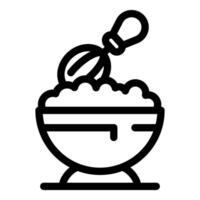 Whisk mixing ingredients in bowl for baking vector