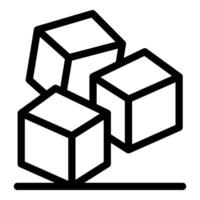 Three sugar cubes balancing on a surface, sweetener delight vector