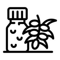 Olive branch and essential oil glass jar promoting natural remedies vector