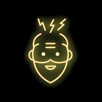 Neon style icon representing a man having a brainstorming session vector