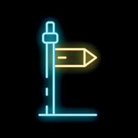 Neon sign showing road sign with direction arrow pointing right on black background vector