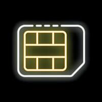 Neon sim card glowing on black background vector