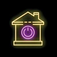 Neon smart home energy saving power button icon illustration vector