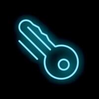 Glowing neon key icon on a black background vector