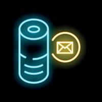 Neon server icon showing email notification alert vector