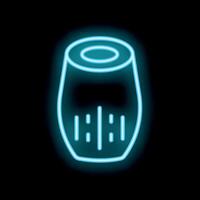 Neon icon of smart speaker listening for voice command vector