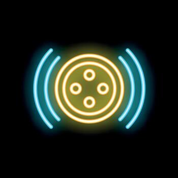 Neon icon of sensor detecting signal on black background vector