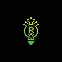 R with Bulb logo design template. R logo design vector