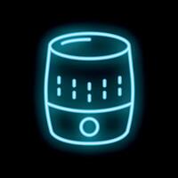 Neon icon of smart speaker voice assistant listening device vector