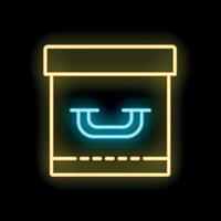 Neon toolbox icon glowing on dark background vector