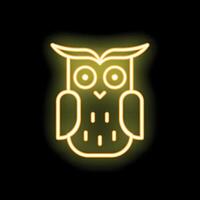 Neon owl icon glowing on dark background vector