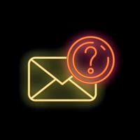 Neon icon of mail envelope with question mark showing new message vector