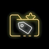 Neon icon of folder with price tag representing digital marketing vector