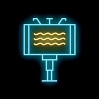 Neon billboard displaying wavy lines on a black background vector