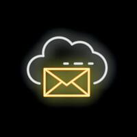 Neon icon of email message sending to cloud storage vector
