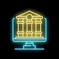 Neon icon of online banking, courthouse, university or stock exchange vector