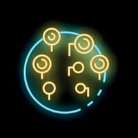 Neon style icon of lollipops forming a circle on black background vector