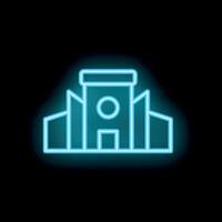 Neon style icon of a generic public building with a central tower vector