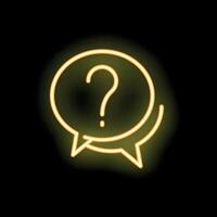Neon yellow speech bubble with question mark on black background vector