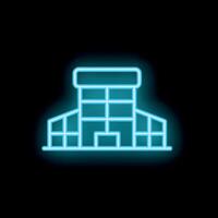 Blue neon sign of a generic office building with glowing windows on a black background vector