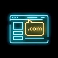 Neon sign showing a website with a .Com speech bubble vector