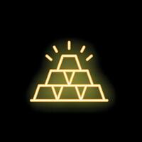 Neon sign representing a stack of gold bars glowing on a black background vector