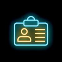 Glowing neon icon representing personal identification card vector
